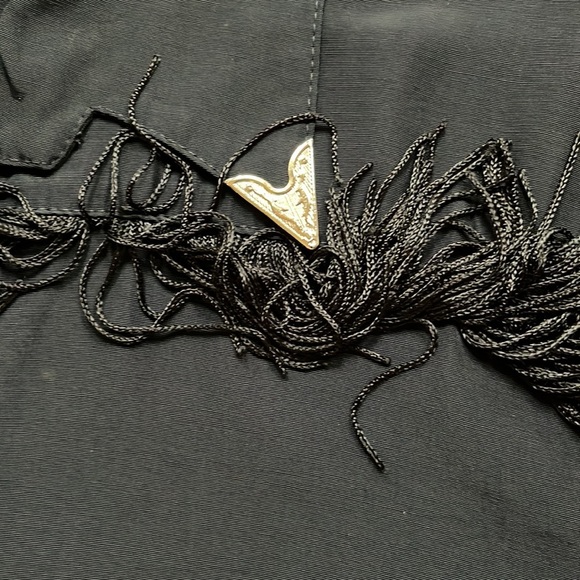 Ella Fashion XL black vintage Fringe button down shirt with sheer sleeves - Picture 10 of 15